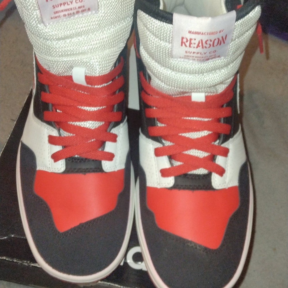 Reason Men's Red, Black, and White Sneakers